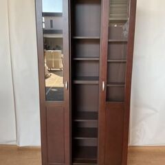 No.174　スライド本棚　ガラス扉付き（豊橋市収集業務課リユース家具）の画像