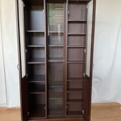 No.174　スライド本棚　ガラス扉付き（豊橋市収集業務課リユース家具）の画像