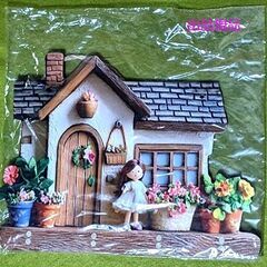 未使用品■２Dフラット 壁掛け装飾★かわいいヴィラ キーホルダーラック★４連フック付 オーナメント 季節のホームデコレーション◎の画像