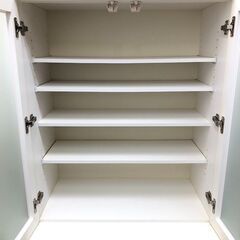 stp-3591　食器棚　ホワイト　幅80cm 鏡面仕上げ　キッチンボード　白　ガラス扉　カップボード　ダイニングボード　引出　キッチン収納の画像