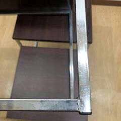 stp-3596　ネストテーブル　3連　ダークブラウン　40×40cm　サイドテーブル　こげ茶　スチール脚　ネスティングテーブル　入子式テーブル　スクエア　四角　ミニテーブル　ナイトテーブルの画像