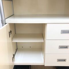 stp-3600　キッチンキャビネット　ホワイト　キッチンカウンター　幅90cm　白系　引出3杯　扉収納　キッチンボード　家電ボード　キッチン収納　しっかりした作り　ニトリ　シルキー 3-90の画像