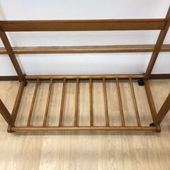 stp-3601　木製　ダブルハンガーラック　キャスター付き　棚付　ナチュラル　ワードローブ　オープンラック　洋服掛け　コート掛け　衣類収納の画像