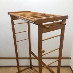 stp-3601　木製　ダブルハンガーラック　キャスター付き　棚付　ナチュラル　ワードローブ　オープンラック　洋服掛け　コート掛け　衣類収納の画像