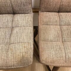 stp-3603　回転式ダイニングチェア　2脚セット　ブラウン系　回転チェア　クッションチェア　ファブリックチェア　布製座面　食卓椅子　イスの画像