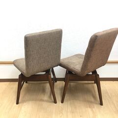 stp-3603　回転式ダイニングチェア　2脚セット　ブラウン系　回転チェア　クッションチェア　ファブリックチェア　布製座面　食卓椅子　イスの画像