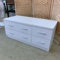 ローチェスト 2段 幅約90cm ホワイト系 木目調 タンス チェスト ローボード 白系 白木調 引き出し4杯 札幌市 西野店の画像