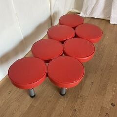 No.186　丸椅子７連ベンチ（豊橋市収集業務課リユース家具）の画像