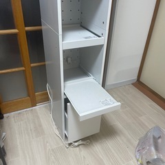 【LOWYA】スリム収納棚 ホワイト 食器棚 引き出し付きの画像