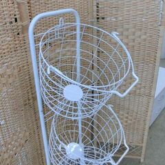 ランドリーバスケット ホワイト 3段 高さ123cm 取り外し可能 バスケット収納 ランドリー収納 洗濯物入れ キャスター付き かご 洗濯かご 札幌市 西野店の画像