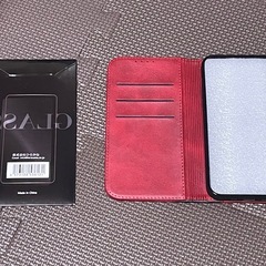 【新品未使用】iPhone12／12pro 手帳ケース　レッド×ブラック　おまけ付きの画像