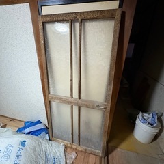 木製のレトロ建具　すりガラス　2枚の画像