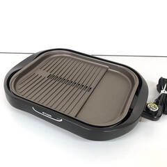 ss8083　タイガー ホットプレート CRC-B300T ブラウン プレート2枚 TIGER 電気プレート これ一台 茶 長方形 波形 平面 卓上 焼肉 お好み焼き 電気調理器具 ホットプレート 中古の画像