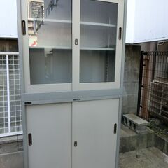 【中古】2段棚 書庫 棚 グレーの画像