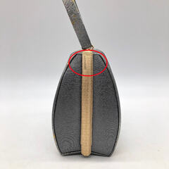 ss8085　和装バッグ グレー×ゴールド 渋め 金箔 ころんとした 物がはいる ハンドバッグ 成人式 結婚式 華やか 高級感 女性用 和服 着物用 バッグ 中古の画像