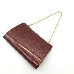 ss8086　キンワシ印 和装小物 2点セット 草履＆鞄 ブラウン×ゴールド エナメル 渋め 茶×金箔 金鷲印 ハンドバッグ クラッチバッグ ぞうり 成人式 結婚式 華やか 高級感 女性用 和服 着物用 草履バッグセット 中古の画像