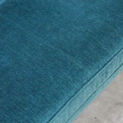 ≪zyt2612ジ≫ NOCE/ノーチェ 3人掛けソファ TD1914 布張り ブルーグリーン系 小さめ/短起毛/ベルベット調/モケット/中古家具/リユースストレージ仙台 071128-01の画像