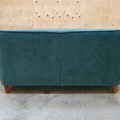 ≪zyt2612ジ≫ NOCE/ノーチェ 3人掛けソファ TD1914 布張り ブルーグリーン系 小さめ/短起毛/ベルベット調/モケット/中古家具/リユースストレージ仙台 071128-01の画像