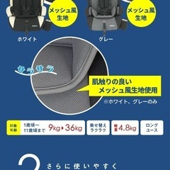 ２個セット 中古 グレー  ジュニアシート  ネビオ ポップピット 1〜11歳まで ロングユースの画像