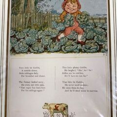 額装 木口木版 ケイト グリーナウェイ「窓の下で」46ページ目 挿絵 木版画 Kate Greenaway Under the Window 英国アンティーク 札幌市 中央区 南12条の画像