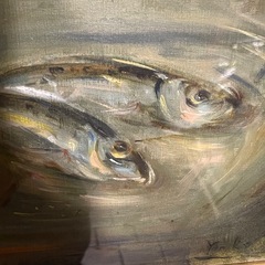 油絵【魚】岸野洋子作の画像