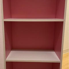 【3段カラーボックス／ピンク×ホワイト】状態良好の画像