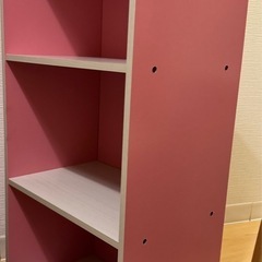 【3段カラーボックス／ピンク×ホワイト】状態良好