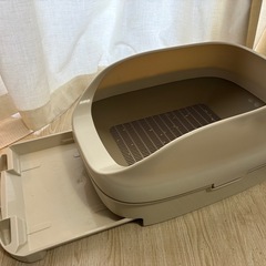 ニャンとも清潔トイレ 猫 トイレ スコップ付き　オープンタイプ ライトベージュ 猫用 システムトイレ 猫トイレ ハーフカバーの画像