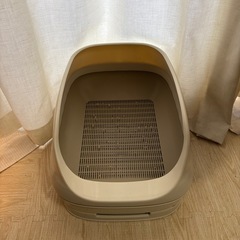 ニャンとも清潔トイレ 猫 トイレ スコップ付き　オープンタイプ ライトベージュ 猫用 システムトイレ 猫トイレ ハーフカバーの画像