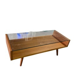 【ジ1201-01】使い勝手が良い‼️ガラスローテーブルの画像