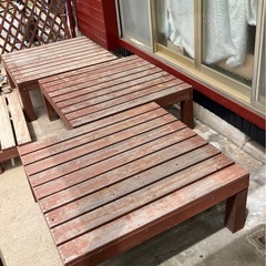 【お取引確定致しました】差し上げます　ウッドデッキ4台＋ステップの画像