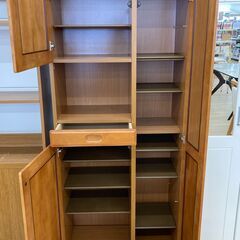 A-705【リユースのサカイ野々市店】ジモティ来店特価‼ シューズボックス ミラー付き 木製 木目調 ブラウン クリーニング済みの画像