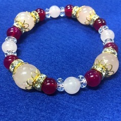 ローズクォーツ ルビーカラーアゲイト 天然石ブレスレットの画像