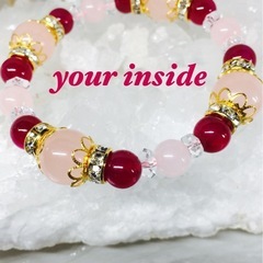 ローズクォーツ ルビーカラーアゲイト 天然石ブレスレットの画像