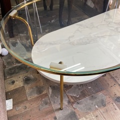 Francfranc　フランフラン　レガート コーヒーテーブル L ゴールド×マーブルの画像