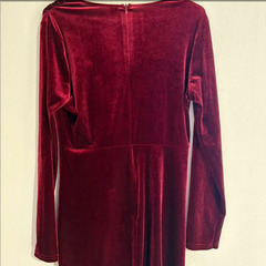 ✨ 美品パーティードレス2点set！【ワインレッドベロア/ブラックパール】の画像