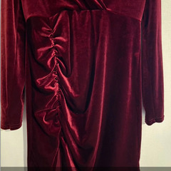 ✨ 美品パーティードレス2点set！【ワインレッドベロア/ブラックパール】の画像