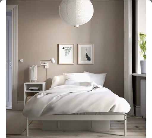 IKEA セミダブルベッドフレームホワイトイケアベベルスタード (あさひ