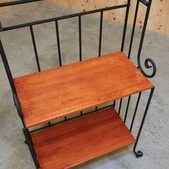 ≪zyt2613ジ≫ アンティーク調 アイアンラック オープンラック/飾り棚/観葉植物/おしゃれ/ウッド/ロートアイアン/リユースストレージ仙台 071128-02の画像