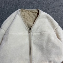 LEPSIM ダッカー付きボアコート　ママコート　マタニティコート　ホワイト　白　フリーサイズの画像