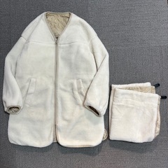 LEPSIM ダッカー付きボアコート　ママコート　マタニティコート　ホワイト　白　フリーサイズの画像