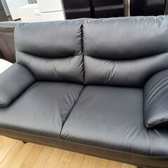 ★リユースのサカイつくば店★TK7501 ニトリ 3人掛けソファ ブラック H85×D80×W140 クリーニング済みの画像