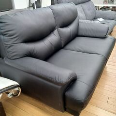 ★リユースのサカイつくば店★TK7501 ニトリ 3人掛けソファ ブラック H85×D80×W140 クリーニング済みの画像