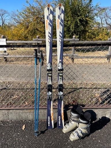 男性用スキー板、ブーツ、ストック３点セット