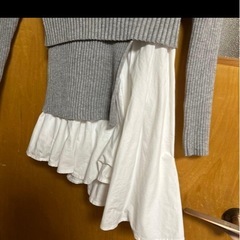 レディース　トップス　ニット　グレー　フリーサイズの画像