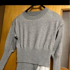 レディース　トップス　ニット　グレー　フリーサイズの画像