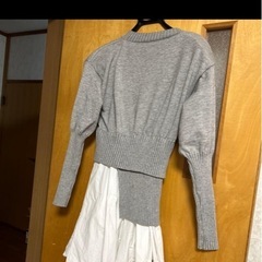 レディース　トップス　ニット　グレー　フリーサイズの画像
