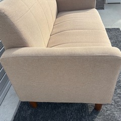 アイリスオーヤマ ファブリックソファ 2人がけソファ ラブソファ ベージュの画像