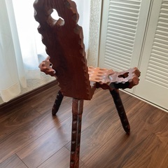 【中古】シェファードチェア 木製 椅子 彫刻 飾り椅子 スツール アンティーク レトロ チェアー イスの画像