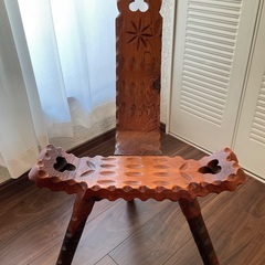 【中古】シェファードチェア 木製 椅子 彫刻 飾り椅子 スツール アンティーク レトロ チェアー イスの画像